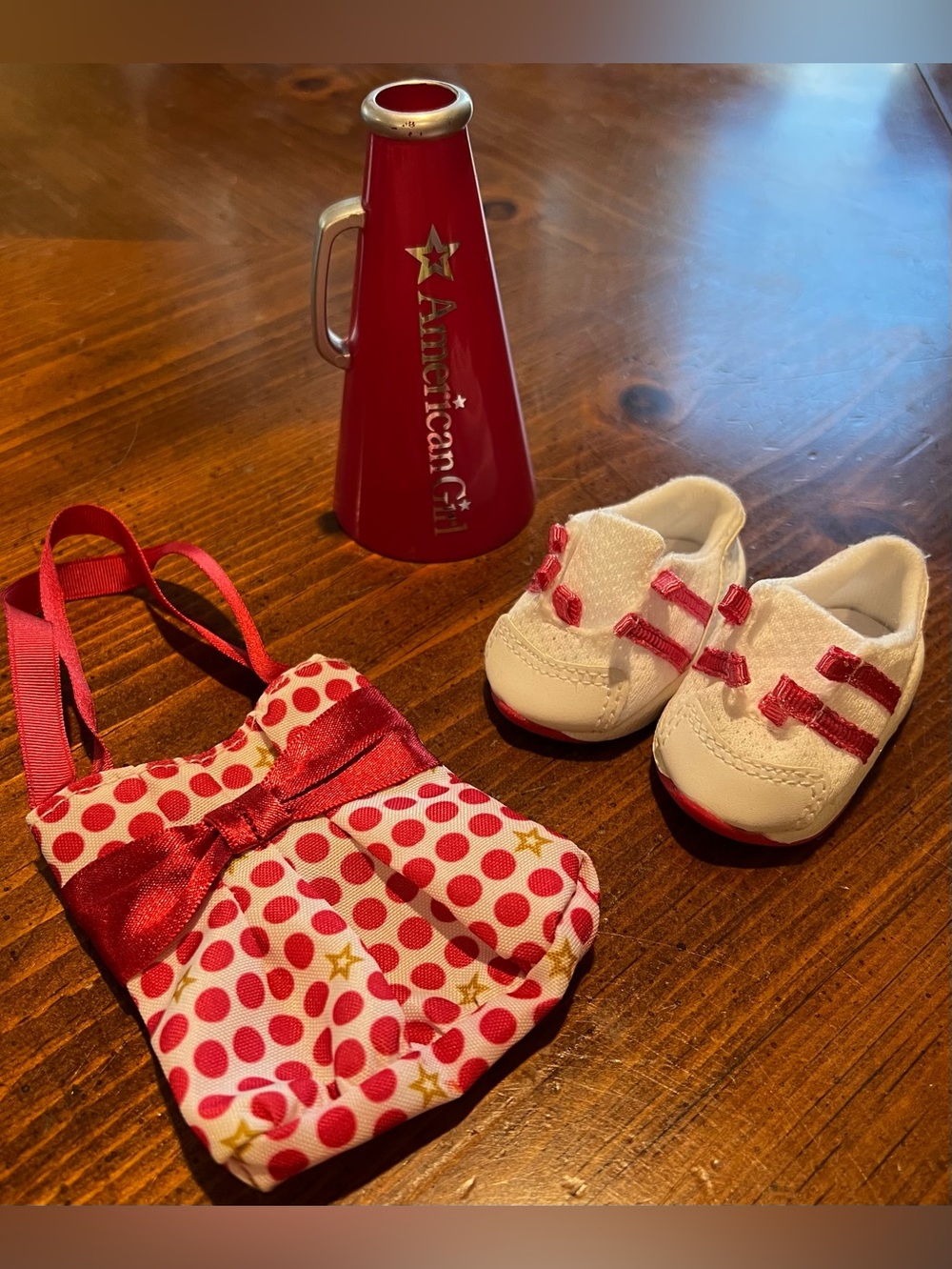 American Girl Doll Megaphone + Shoes + Tote Bag 3 Piece Mixed Lot Cheer Themed - Picture 2 of 10